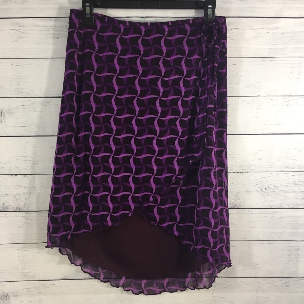 Vintage Luna Chix Purple Abstract Multi-Layer Wrap Skirt